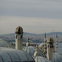 A city skyline in the Middle East.